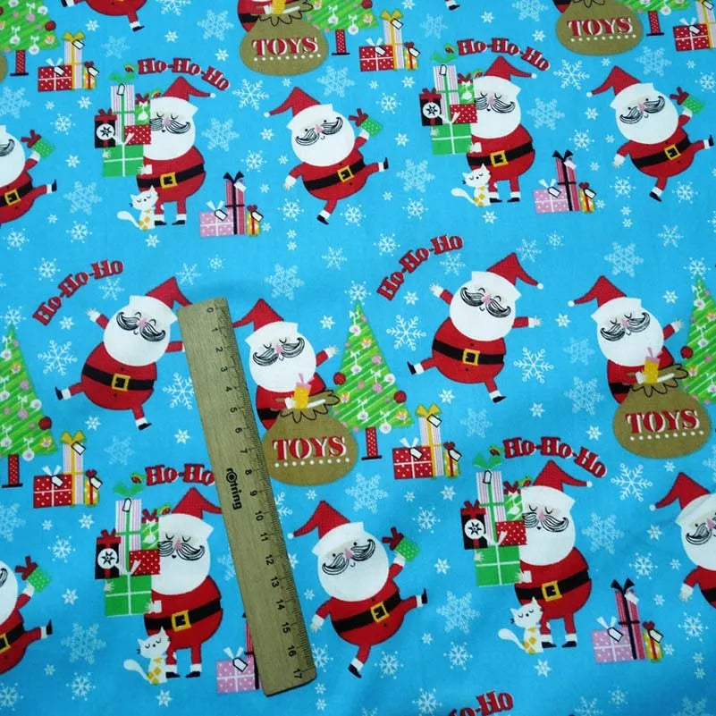 Christmas Twill Cotton Fabric – Santa, Trees & Holiday Prints, 0.5m x 1.6m