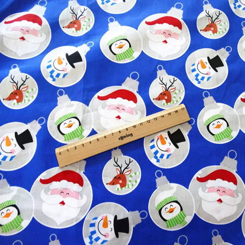 Christmas Twill Cotton Fabric – Santa, Trees & Holiday Prints, 0.5m x 1.6m