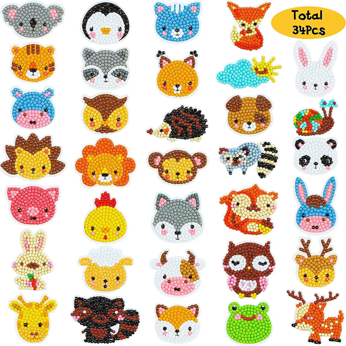 Kits de pintura de diamantes 5D para niños, pegatinas de animales con diamantes DIY, arte de diamantes digital hecho a mano, mosaico de manualidades