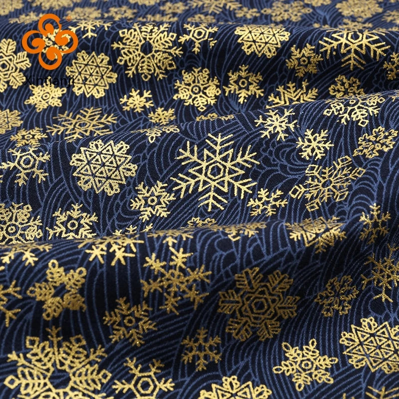 Japanese Navy Bronzed Print Cotton Kimono Fabric – 57" Wide, 200gsm | Quilting, Clothing & DIY Crafts (3 Sizes)