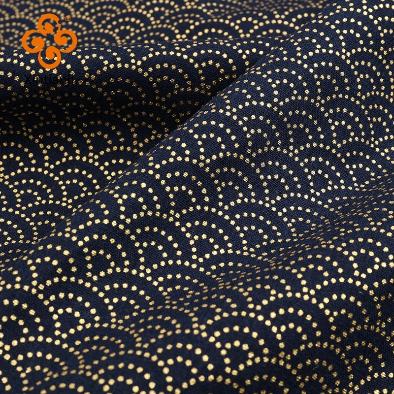 Japanese Navy Bronzed Print Cotton Kimono Fabric – 57" Wide, 200gsm | Quilting, Clothing & DIY Crafts (3 Sizes)
