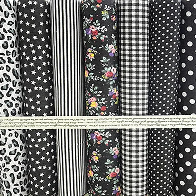 Cuadros de tela precortados – 100% algodón | Estampados florales, a cuadros y de rayas | Elige tu combinación de colores