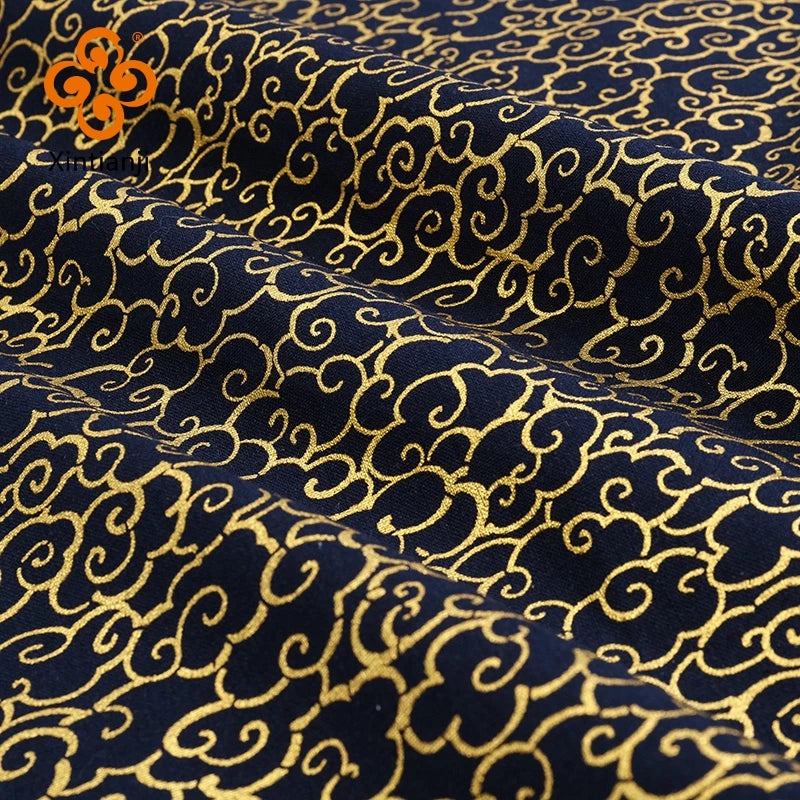 Japanese Navy Bronzed Print Cotton Kimono Fabric – 57" Wide, 200gsm | Quilting, Clothing & DIY Crafts (3 Sizes)