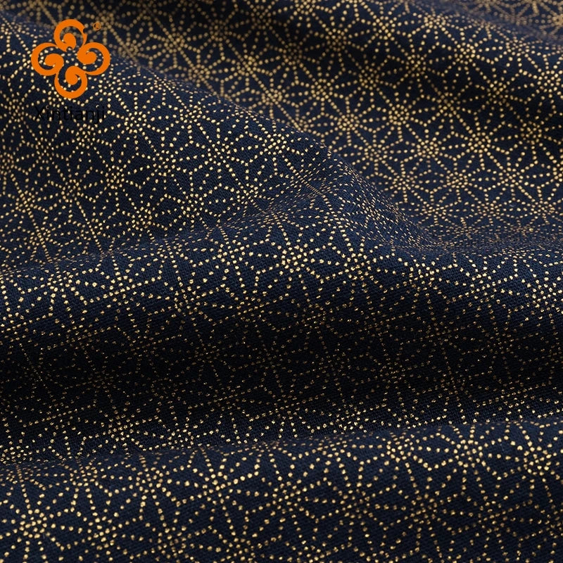 Japanese Navy Bronzed Print Cotton Kimono Fabric – 57" Wide, 200gsm | Quilting, Clothing & DIY Crafts (3 Sizes)