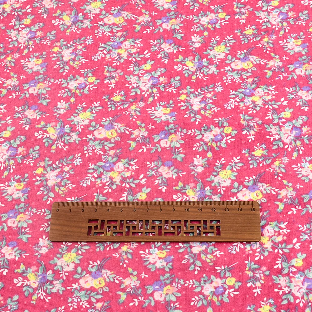 Teramil New Cotton Cloth Fabric Blue and Pink Flower Design for Sewing Home Textile Handicraft Patchwork Scrapbooking Needlework