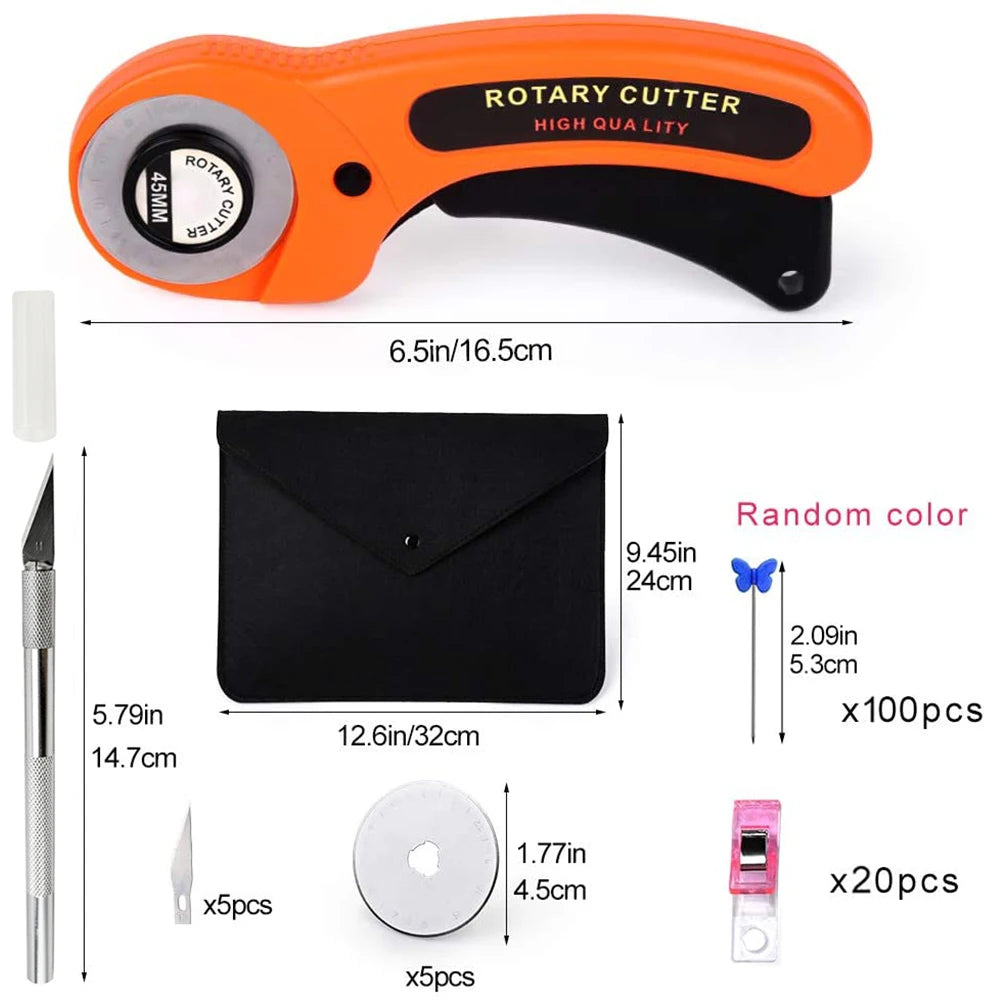 125-Piece Rotary Cutter Kit – 45mm Cutter, Cutting Mat, Patchwork Ruler & Accessories