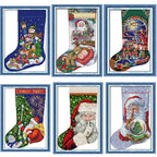 Christmas Stocking Cross Stitch Kit – Stamped 14CT & 11CT Embroidery Set | 13 Designs