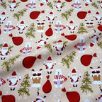 Christmas Twill Cotton Fabric – Santa, Trees & Holiday Prints, 0.5m x 1.6m