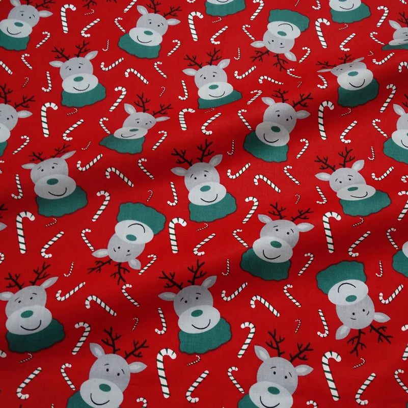 Christmas Twill Cotton Fabric – Santa, Trees & Holiday Prints, 0.5m x 1.6m
