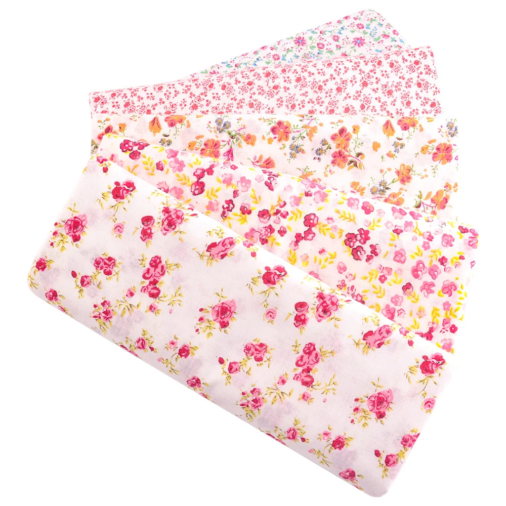 Blue & Pink Floral Print 100% Cotton Fabric — 150cm Wide | Pre-Cut Quilting & Patchwork Fabric