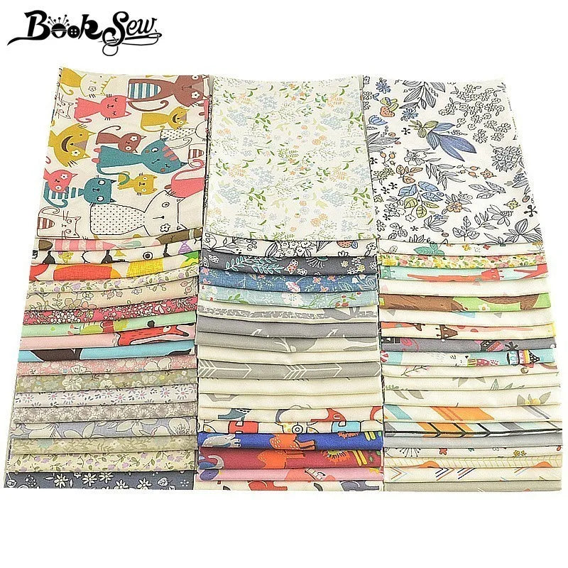 Booksew Telas Patchwork Algodon 100% Cotton Fabric Flowers Cartoon Animal Printed 20x25 cm DIY Tissu Toys Pollow Sewing Material