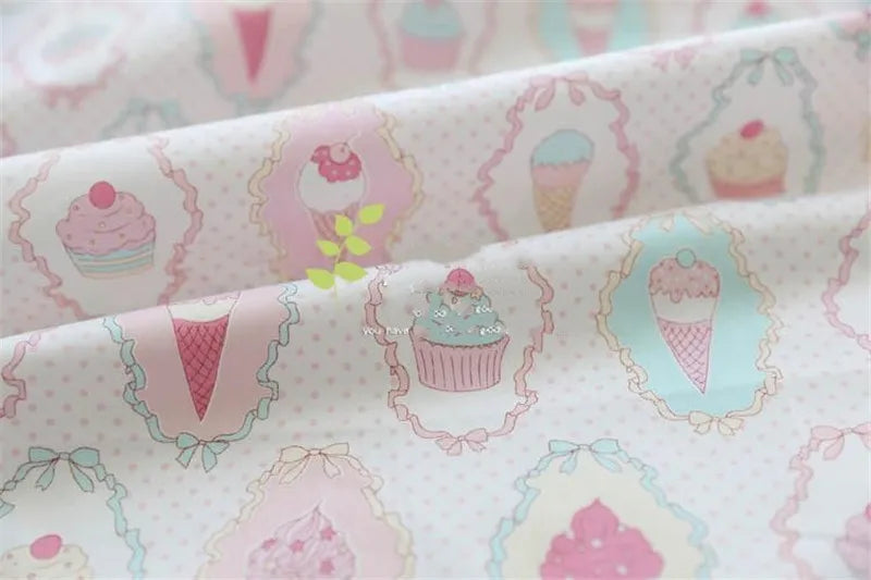 Syunss Ice Cream Printed Cotton Fabric For DIY Tissue Patchwork Telas Sewing Baby Toy The Cloth Bedding Quilting Textile Tecido