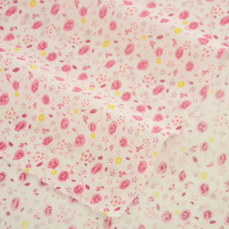 Booksew Yellow & Pink Floral Cotton Fabric – Thin Woven, 150cm Wide