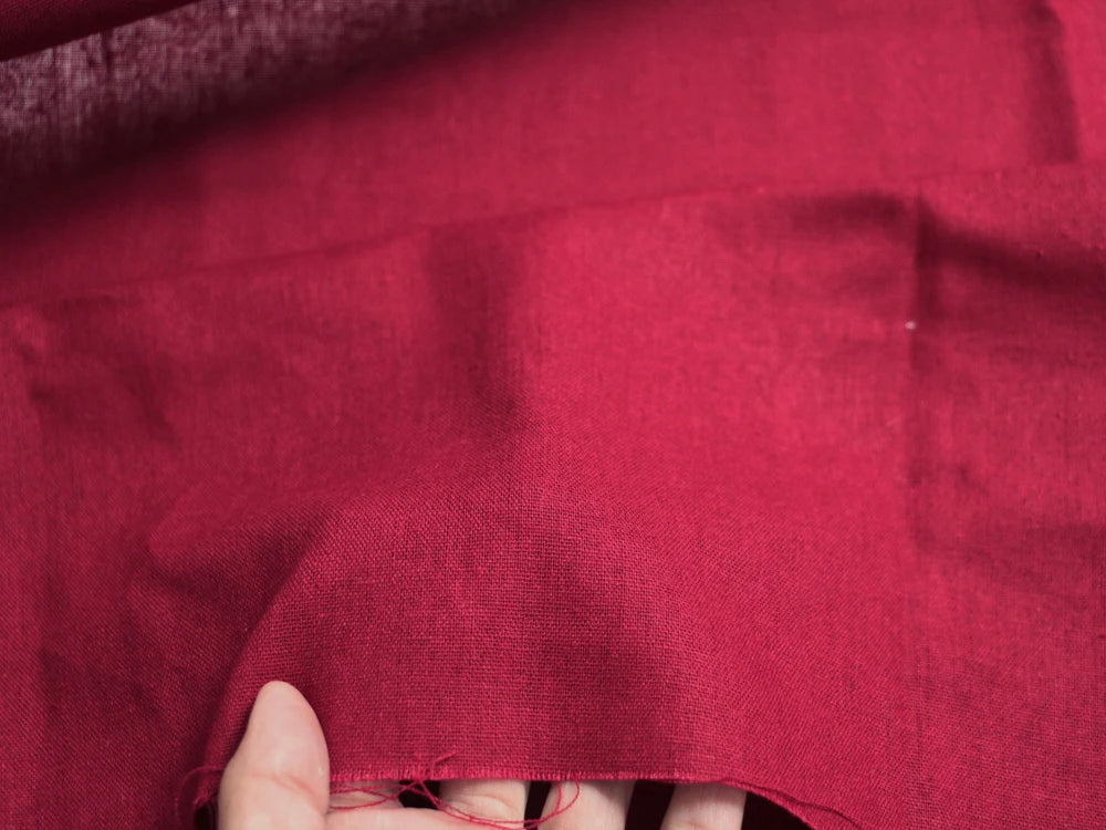 Burgundy Red Cotton Linen Fabric – 65% Cotton 35% Linen | 140 cm Wide | Patchwork, Apparel & Home Decor