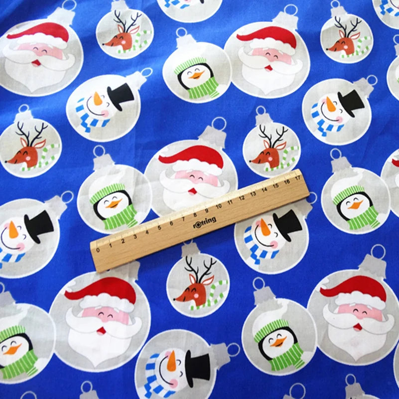 Christmas Twill Cotton Fabric – Santa, Trees & Holiday Prints, 0.5m x 1.6m