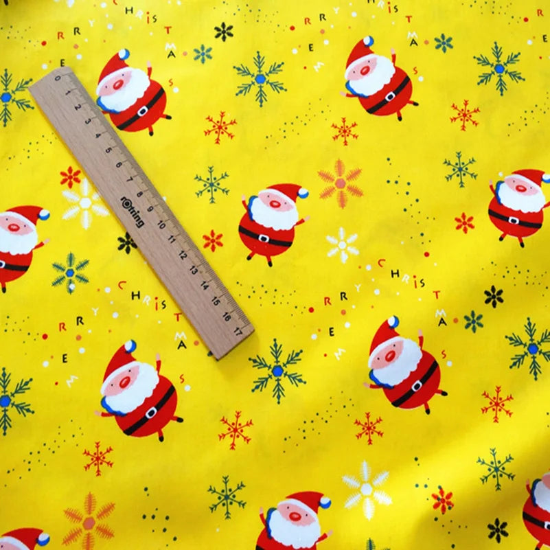 Christmas Twill Cotton Fabric – Santa, Trees & Holiday Prints, 0.5m x 1.6m