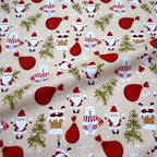 Christmas Twill Cotton Fabric – Santa, Trees & Holiday Prints, 0.5m x 1.6m