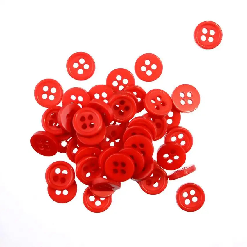 Mixed Color Round Plastic Buttons – 4-Hole, Washable Resin, 50 or 100-Pack