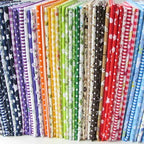 Cuadros de tela precortados – 100% algodón | Estampados florales, a cuadros y de rayas | Elige tu combinación de colores