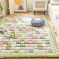 Large Thick Cotton Quilted Rug – Anti-Slip Floral Tatami Floor Mat for Bedroom & Living Room