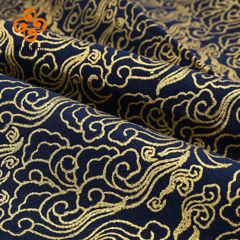 Japanese Navy Bronzed Print Cotton Kimono Fabric – 57" Wide, 200gsm | Quilting, Clothing & DIY Crafts (3 Sizes)