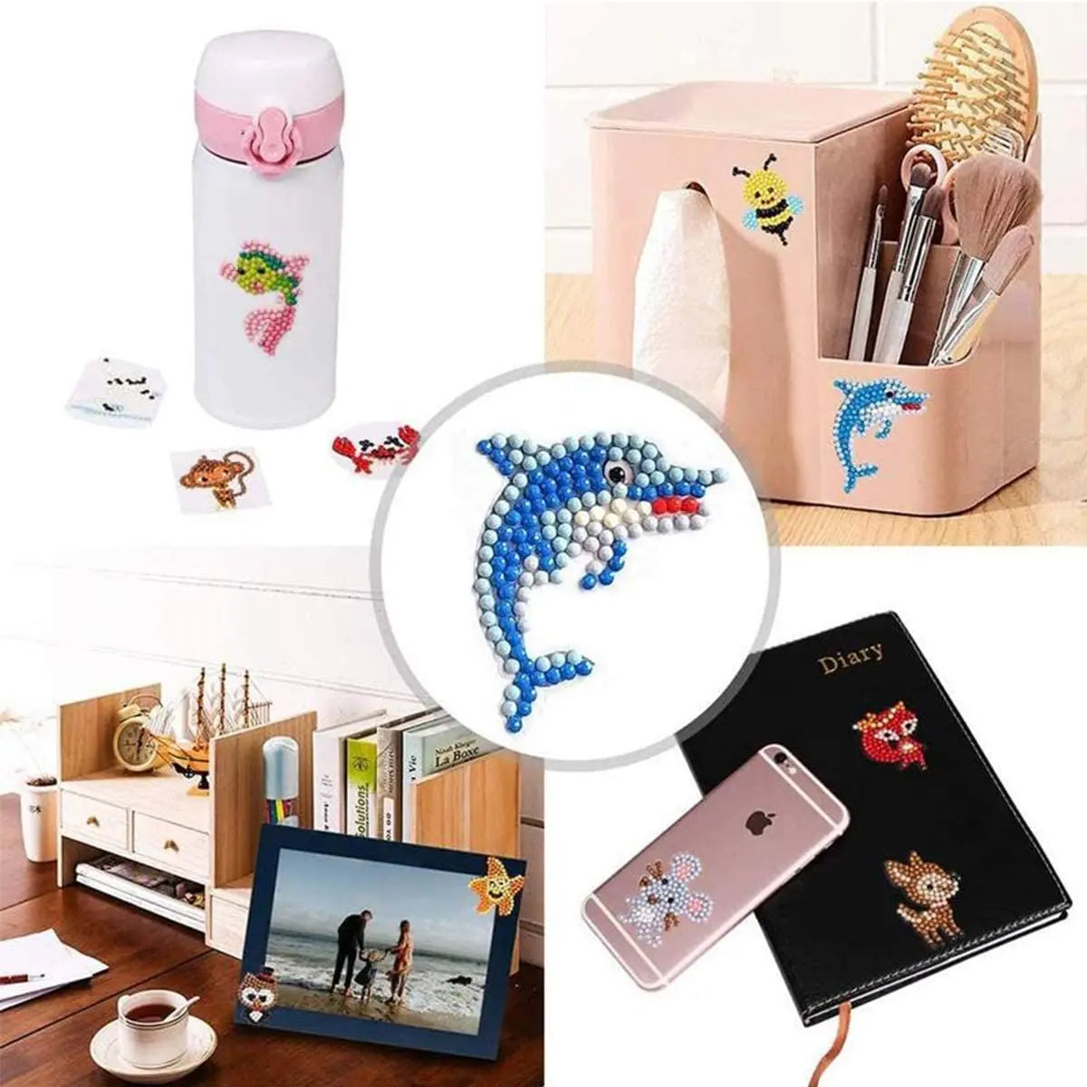 Kits de pintura de diamantes 5D para niños, pegatinas de animales con diamantes DIY, arte de diamantes digital hecho a mano, mosaico de manualidades