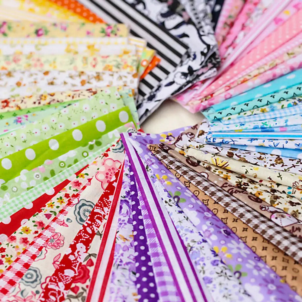 7-Piece Multicolor Cotton Fat Quarter Bundle — 25x25cm (Set A)