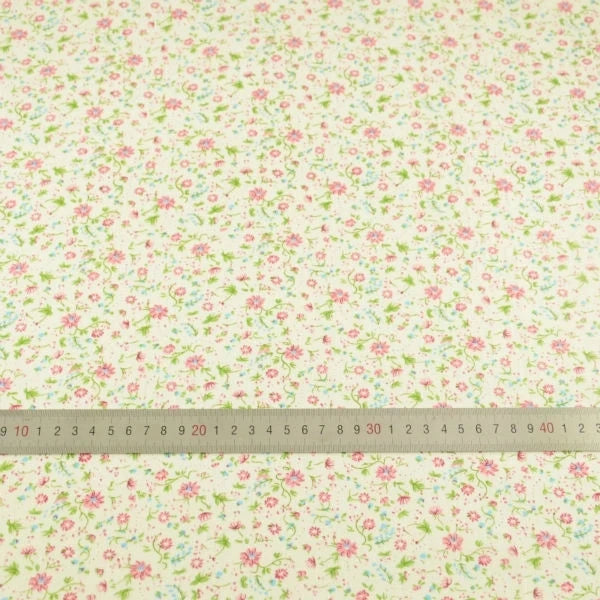 Teramil New Cotton Cloth Fabric Blue and Pink Flower Design for Sewing Home Textile Handicraft Patchwork Scrapbooking Needlework