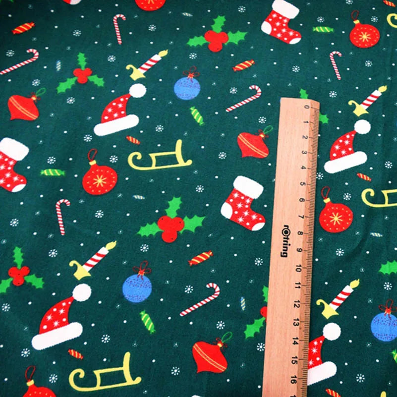 Christmas Twill Cotton Fabric – Santa, Trees & Holiday Prints, 0.5m x 1.6m
