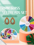 Set de 2000 Cuentas de Cristal de Semilla – 12 Colores Surtidos para Hacer Joyas, Pulseras y Manualidades DIY