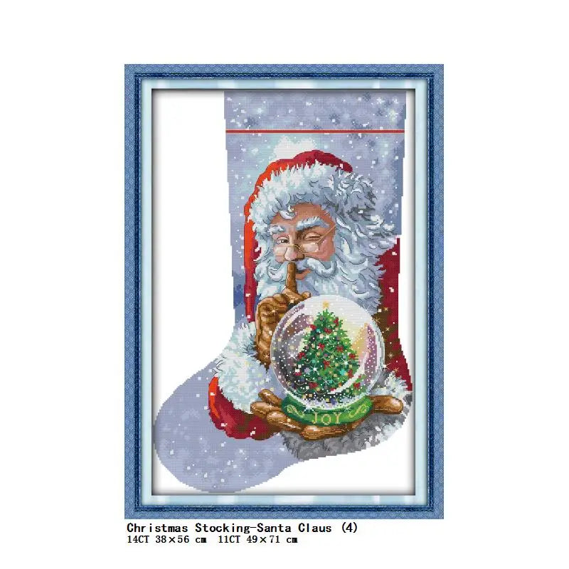 Christmas Stocking Cross Stitch Kit – Stamped 14CT & 11CT Embroidery Set | 13 Designs
