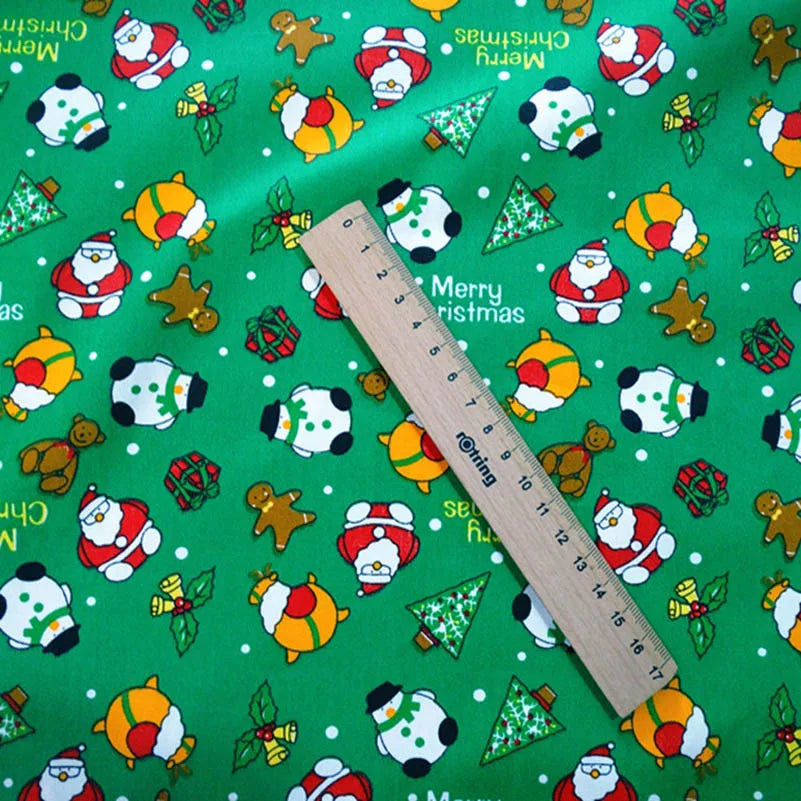 Christmas Twill Cotton Fabric – Santa, Trees & Holiday Prints, 0.5m x 1.6m