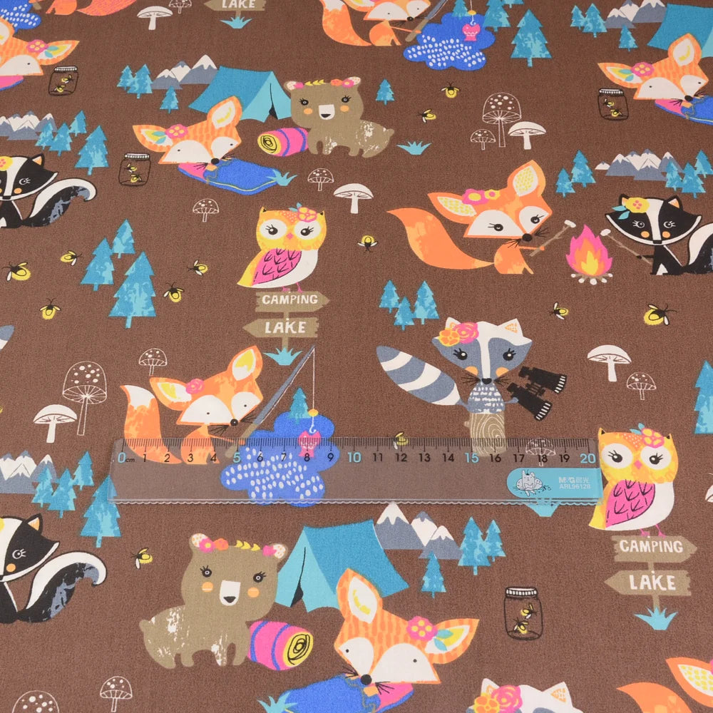 Fox Print 100% Cotton Twill Fabric – 63" Wide | Quilting, Patchwork, Baby & DIY Sewing (6 Pre-Cut Sizes)