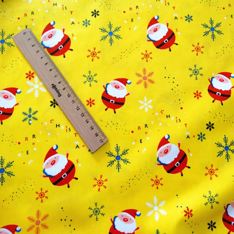 Christmas Twill Cotton Fabric – Santa, Trees & Holiday Prints, 0.5m x 1.6m