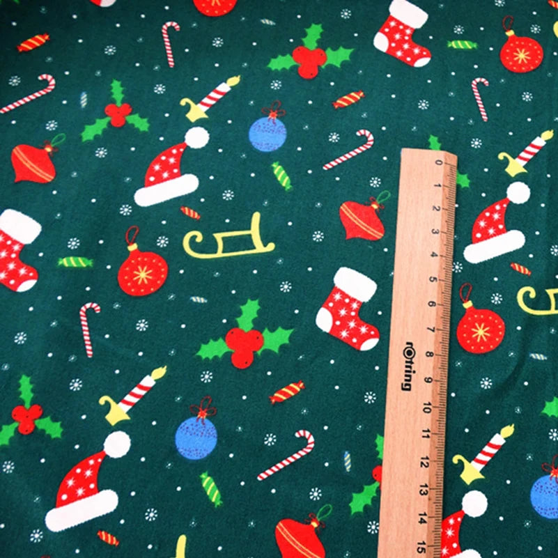 Christmas Twill Cotton Fabric – Santa, Trees & Holiday Prints, 0.5m x 1.6m