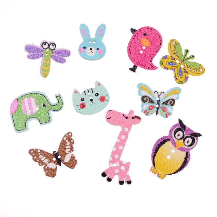 Mixed Color Dragonfly Wood Buttons – 2-Hole, Eco-Friendly, 10 or 50-Pack