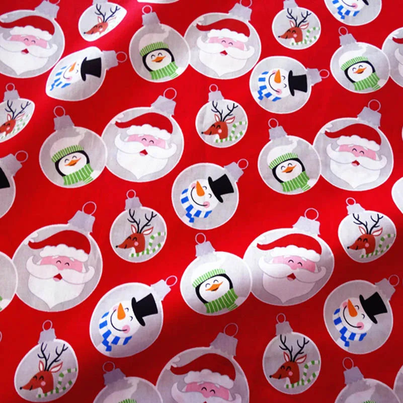 Christmas Twill Cotton Fabric – Santa, Trees & Holiday Prints, 0.5m x 1.6m
