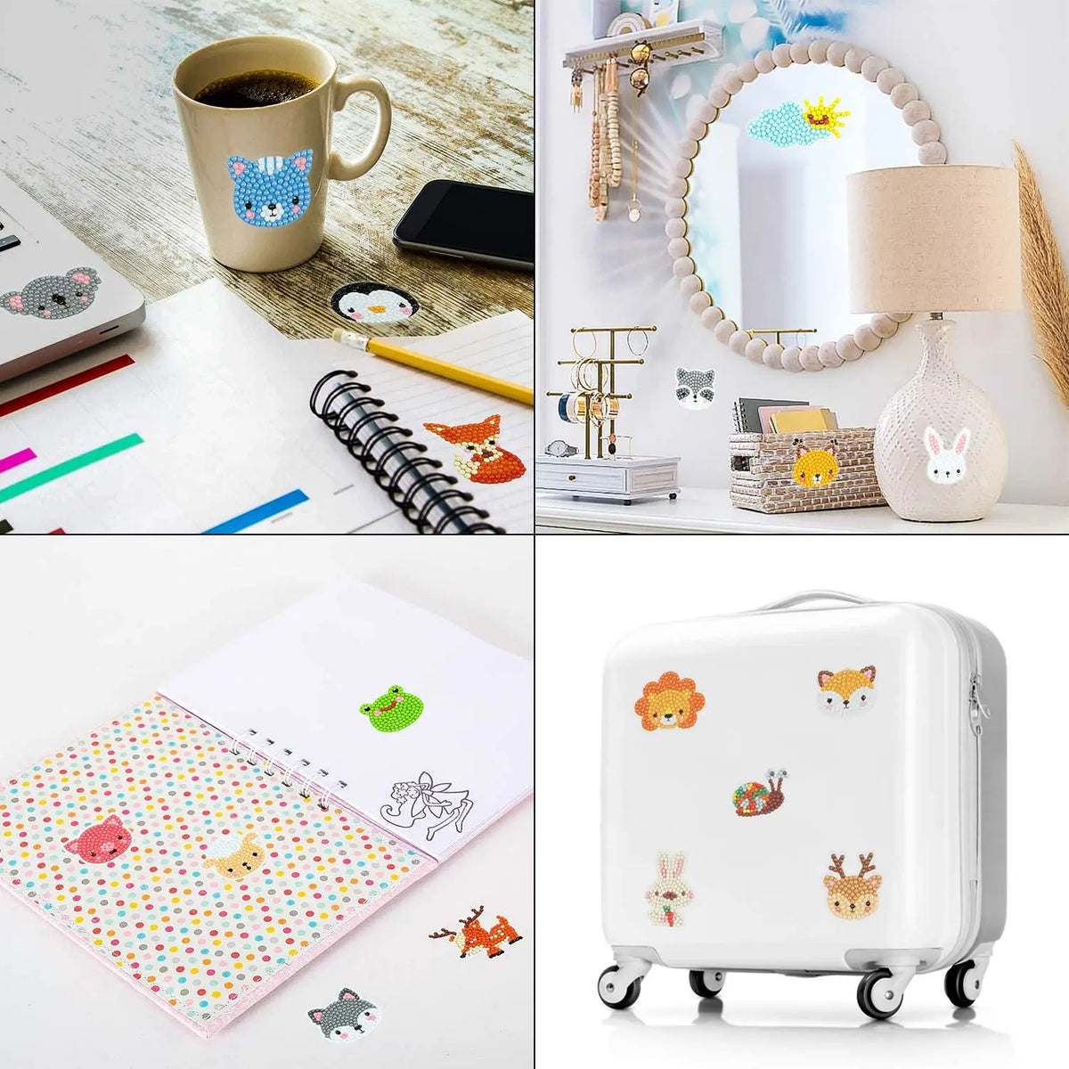 Kits de pintura de diamantes 5D para niños, pegatinas de animales con diamantes DIY, arte de diamantes digital hecho a mano, mosaico de manualidades