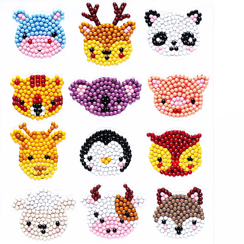 Kits de pintura de diamantes 5D para niños, pegatinas de animales con diamantes DIY, arte de diamantes digital hecho a mano, mosaico de manualidades