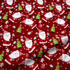 Christmas Twill Cotton Fabric – Santa, Trees & Holiday Prints, 0.5m x 1.6m