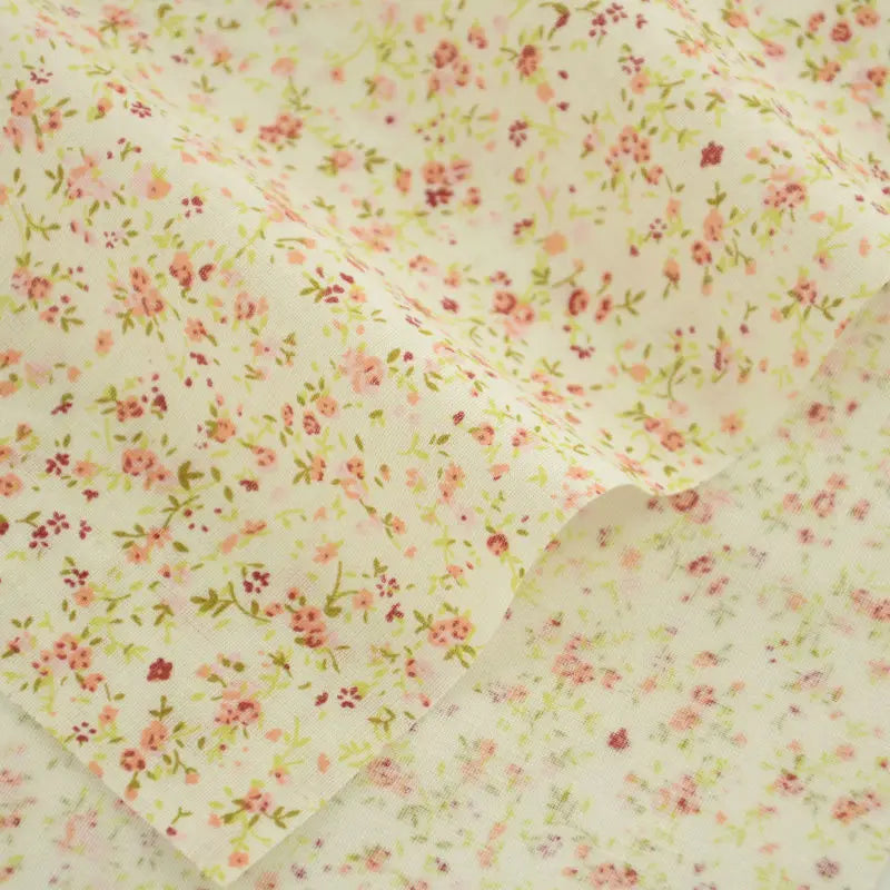 Booksew Yellow & Pink Floral Cotton Fabric – Thin Woven, 150cm Wide