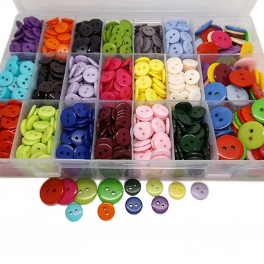 MIAOCHI Mixed Color Round Plastic Buttons – 2-Hole, 7 Sizes, 50 or 100-Pack