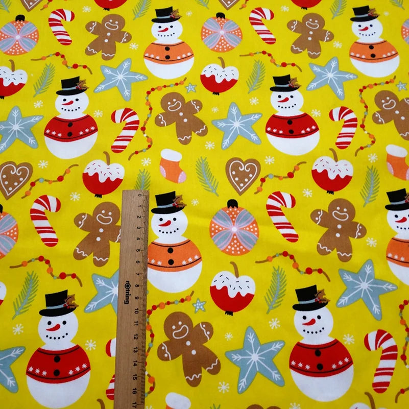 Christmas Twill Cotton Fabric – Santa, Trees & Holiday Prints, 0.5m x 1.6m