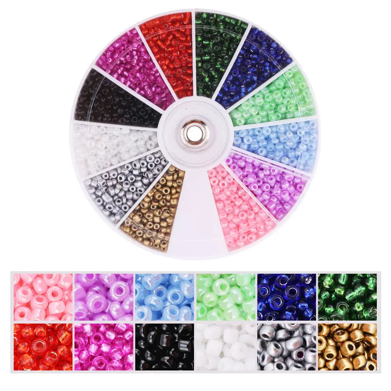 Set de 2000 Cuentas de Cristal de Semilla – 12 Colores Surtidos para Hacer Joyas, Pulseras y Manualidades DIY