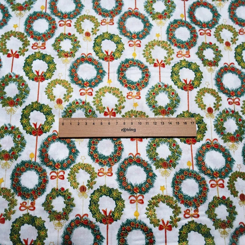 Christmas Twill Cotton Fabric – Santa, Trees & Holiday Prints, 0.5m x 1.6m