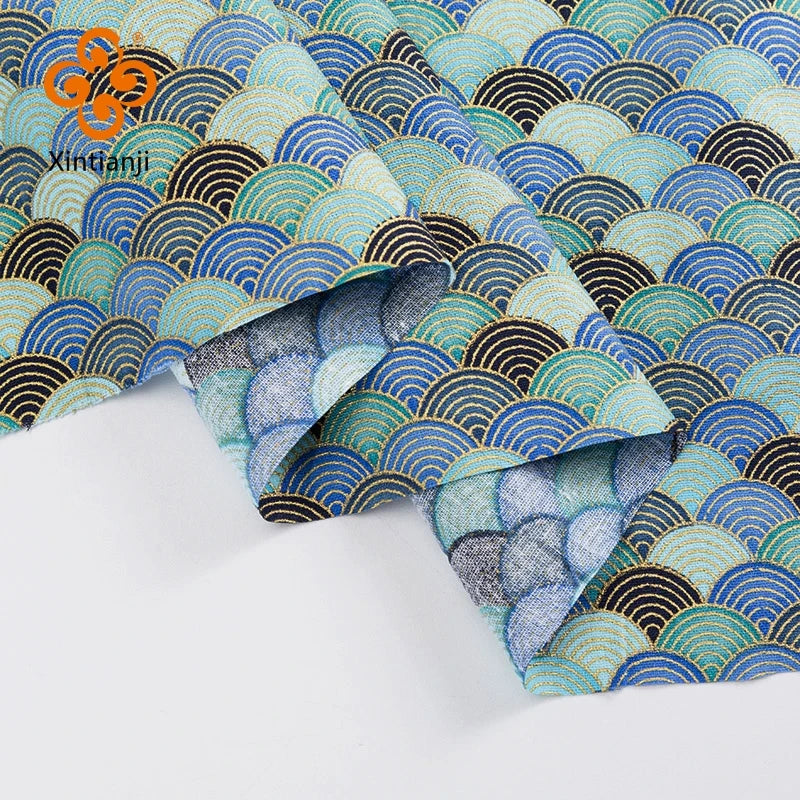Japanese Navy Bronzed Print Cotton Kimono Fabric – 57" Wide, 200gsm | Quilting, Clothing & DIY Crafts (3 Sizes)