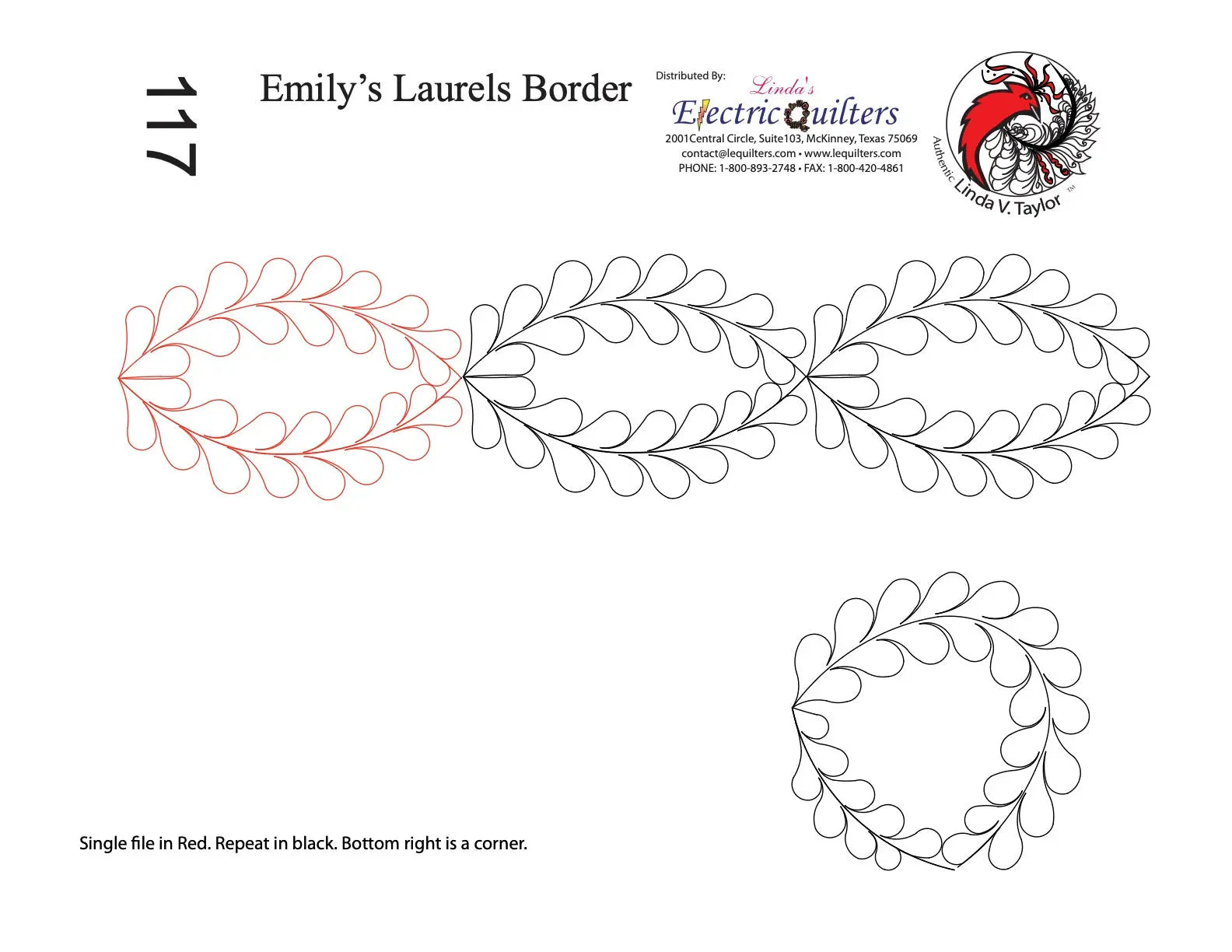 117 Emily's Laurels Pantograph with Blocks by Linda V. Taylor