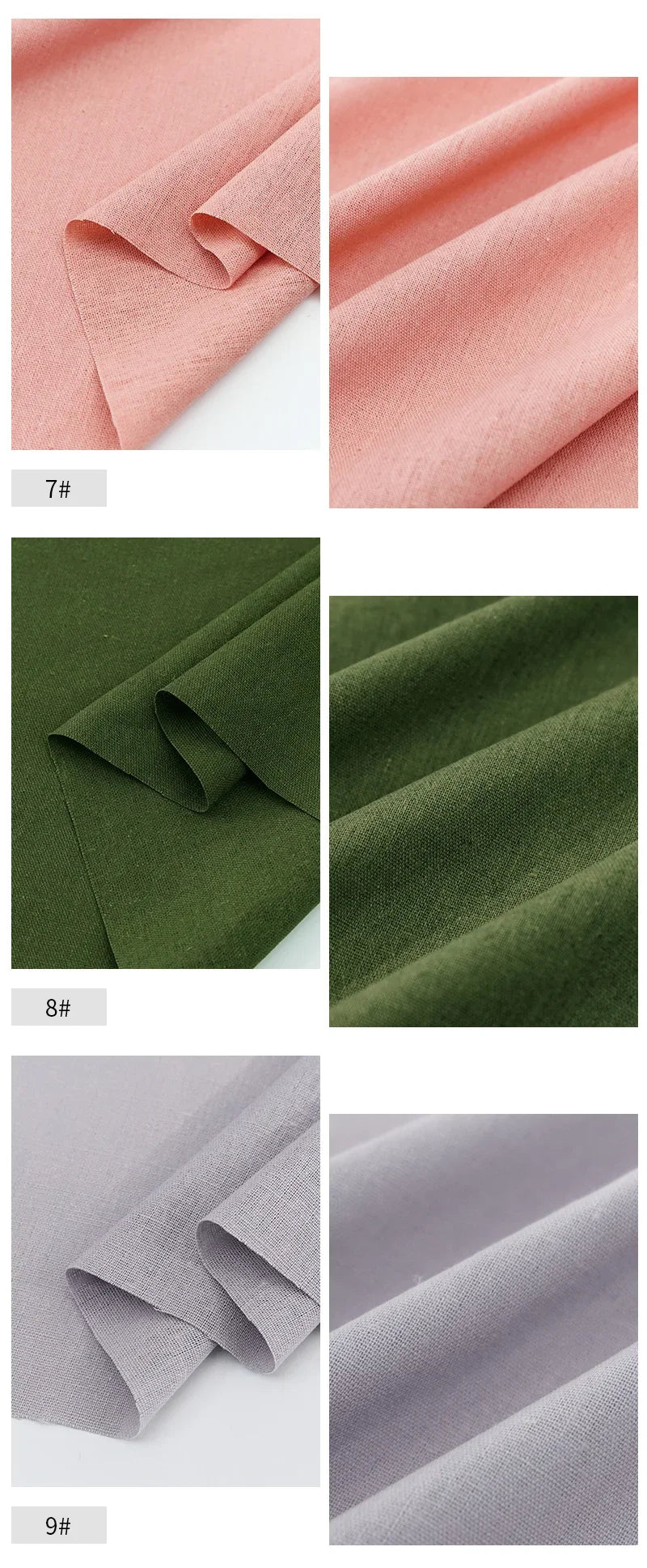 Solid Color Faux Cotton Linen Fabric — 135cm Wide | Soft & Breathable