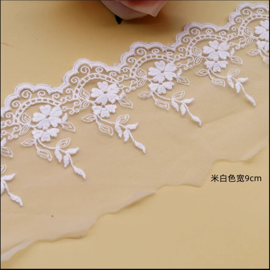 Cotton Mesh Embroidery Lace Trim – 40 Yards, 6cm Wide | Wedding, Garment & DIY Decoration