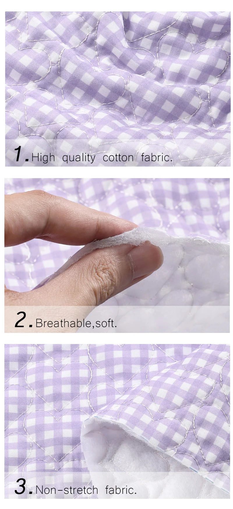 Pure Cotton Grid Quilted Fabric — Anti-Static, High-Absorbency | 0.5, 1 & 2 Yard Cuts